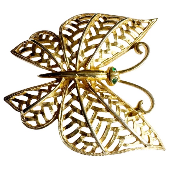 Gold Filagree Butterfly Brooch - Picture 8 of 13